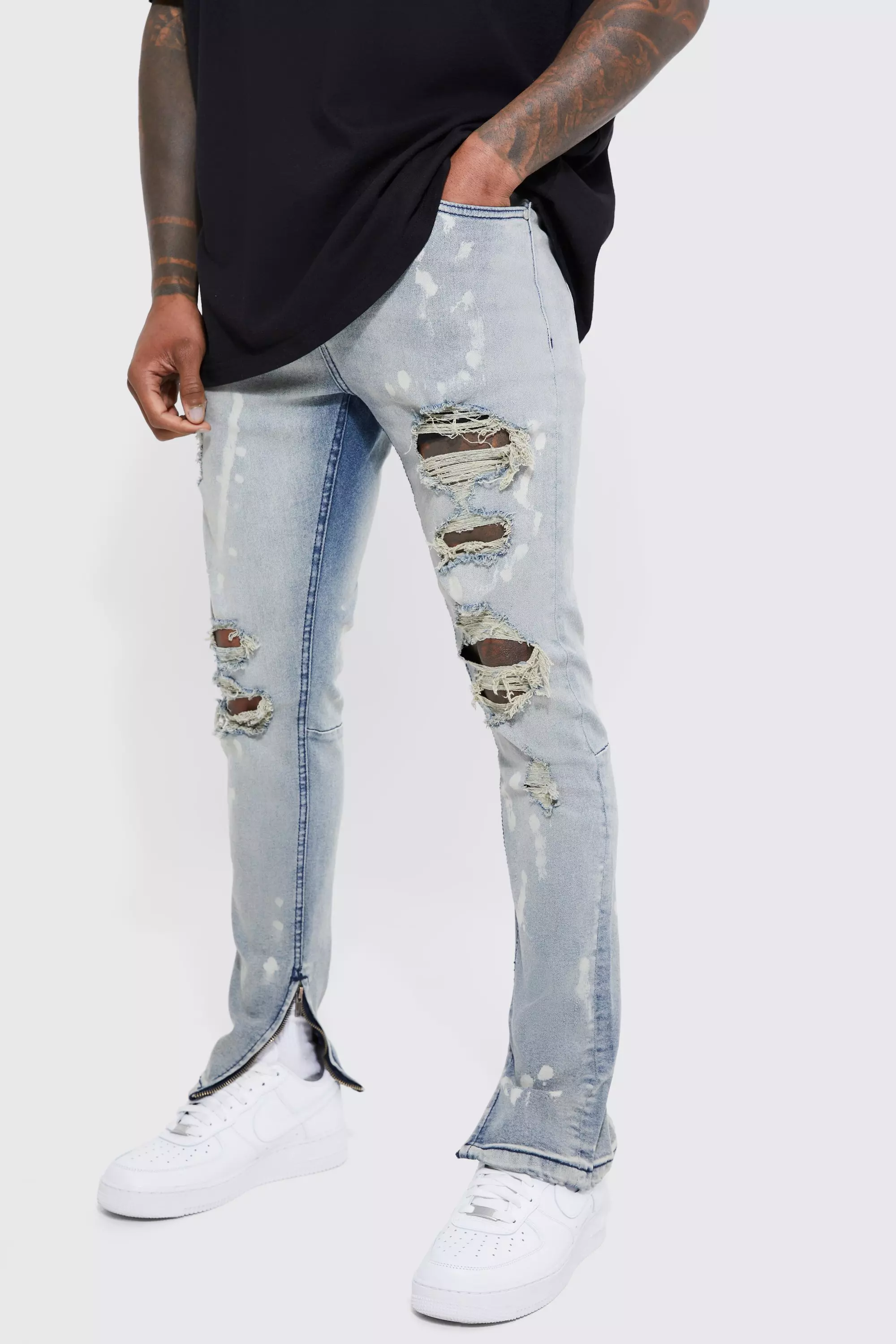 Bleached jeans hot sale men